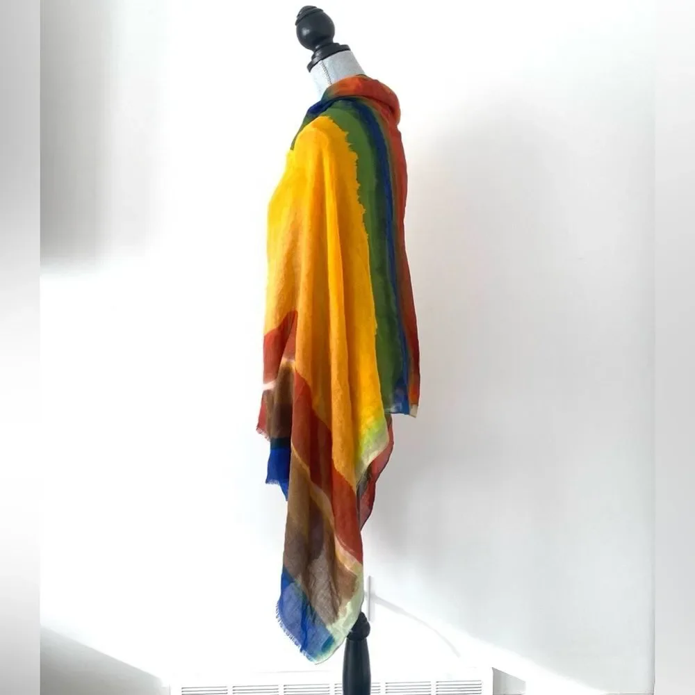 Margolis Pineo Italy Wool Silk Scarf Oversized Colorful Vacation Versatile Chic